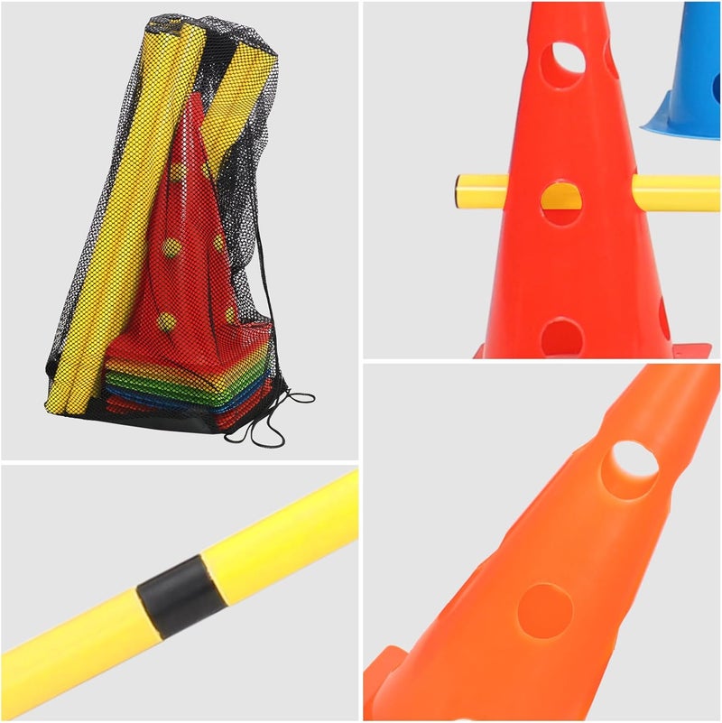 plzzree Dog Jump Agility Training Set Puppy Agility Training Hurdle 10 Cones & 5 Poles Combo for Backyard Adjustable Obstacle Training Course Equipment Outdoor Indoor - Image 4